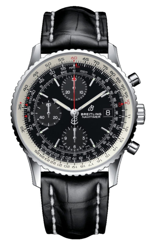 Breitling Navitimer 1 Chronograph 41mm Automatic Black Dial Black Leather Strap Mens Watch - A13324121B1P1 Authentic Buy Shop Now