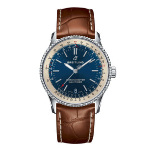 Breitling Navitimer Automatic 38mm Blue Dial Brown Leather Strap Mens Watch - A17325211C1P2 Authentic Buy Shop Now