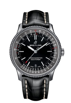 Breitling Navitimer Automatic 38mm Black Dial Black Leather Strap Mens Watch - A17325241B1P1 Authentic Buy Shop Now