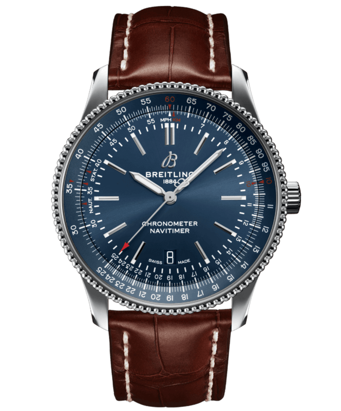 Breitling Navitimer 1 Automatic 41mm Blue Dial Brown Steel Strap Watch for Men - A17326161C1P1 Authentic Buy Shop Now