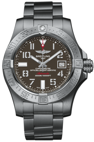 Breitling Avenger II Seawolf 45mm Grey Dial Silver Steel Strap Mens Watch - A1733110/F563 Authentic Buy Shop Now