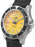 Breitling Superocean Automatic 44mm Yellow Dial Black Rubber Strap Watch for Men - A17367021I1S1 Authentic Buy Shop Now