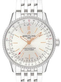 Breitling Navitimer Automatic 35 White Dial Silver Steel Strap Watch for Men - A17395F41G1A1 Authentic Buy Shop Now