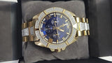 Bulova Crystal Collection Blue Dial Gold Steel Strap Watch for Men - 98C128 Authentic Buy Shop Now