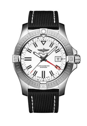 Breitling Avenger Automatic GMT 43 White Dial Black Nylon Strap Watch for Men - A32397101A1X1 Authentic Buy Shop Now