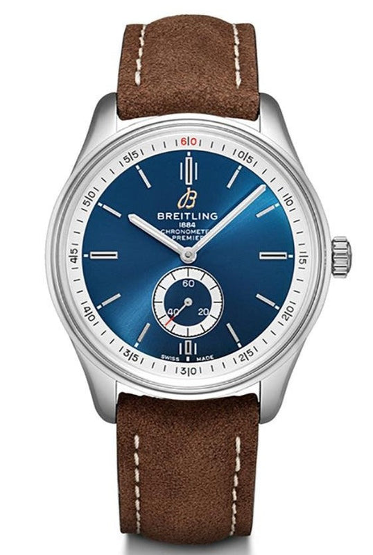 Breitling Premier Automatic 40mm Blue Dial Brown Leather Strap Mens Watch - A37340351C1X2 Authentic Buy Shop Now