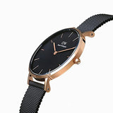 Daniel Wellington Petite Ashfield Black Dial Black Mesh Strap Watch For Women - DW00100245 Authentic Buy Shop Now
