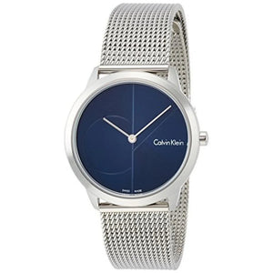 Calvin Klein Minimal Blue Dial Silver Mesh Bracelet Watch for Women - K3M2212N Authentic Buy Shop Now