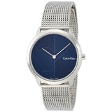 Calvin Klein Minimal Blue Dial Silver Mesh Bracelet Watch for Women - K3M2212N Authentic Buy Shop Now