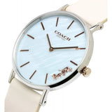 Coach Perry Blue Mother of Pearl Dial White Leather Strap Watch for Women - 14503270 Authentic Buy Shop Now