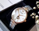 Emporio Armani Meccanico Automatic Mother of Pearl Dial Two Tone Steel Strap Watch For Women - AR60049 Authentic Buy Shop Now