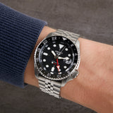 Seiko 5 Sports Automatic GMT Black Dial Silver Steel Strap Watch For Men - SSK001K1 Authentic Buy Shop Now