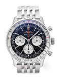 Breitling Navitimer B01 Chronograph 43 Black Dial Silver Steel Strap Watch for Men - AB0138211B1A1 Authentic Buy Shop Now
