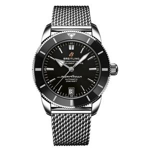 Breitling Superocean Heritage B20 Automatic 42 Black Dial Silver Mesh Bracelet Watch for Men - AB2010121B1A1 Authentic Buy Shop Now