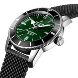 Breitling Superocean Heritage B20 Automatic 46 Green Dial Black Mesh Bracelet Watch for Men - AB2020121L1S1 Authentic Buy Shop Now