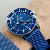 Breitling Superocean Heritage B20 Automatic 46 Blue Dial Blue Mesh Bracelet Watch for Men - AB2020161C1S1 Authentic Buy Shop Now