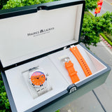 Maurice Lacroix Aikon Limited Edition Automatic Date Orange Dial Silver Steel Strap Watch For Men - AI6008-SS00F-530-1 Authentic Buy Shop Now