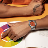 Maurice Lacroix Aikon Limited Edition Automatic Date Orange Dial Silver Steel Strap Watch For Men - AI6008-SS00F-530-1 Authentic Buy Shop Now