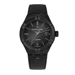 Maurice Lacroix Automatic Date Black Dial Black Leather Strap Watch For Men - AI6008-PVB01-330-1 Authentic Buy Shop Now
