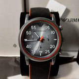 Emporio Armani Chronograph Quartz Grey Dial Black Leather Strap Watch For Men - AR11174 Authentic Buy Shop Now