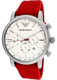 Emporio Armani Luigi Chronograph White Dial Red Rubber Strap Watch For Men - AR11021 Authentic Buy Shop Now