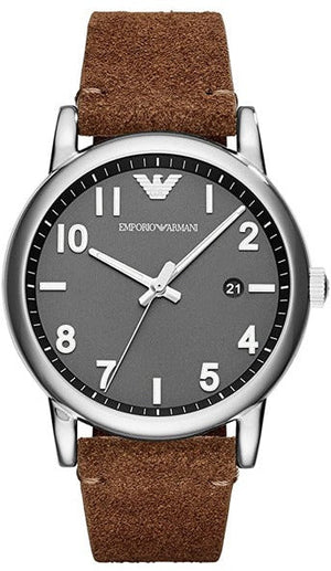 Emporio Armani Luigi Quartz Gray Dial Brown Leather Strap Watch For Men - AR11070 Authentic Buy Shop Now