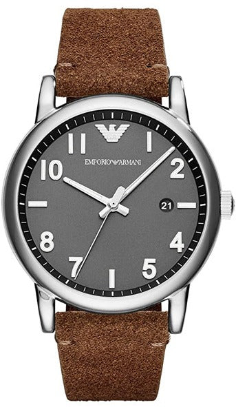 Emporio Armani Luigi Quartz Gray Dial Brown Leather Strap Watch For Men - AR11070 Authentic Buy Shop Now