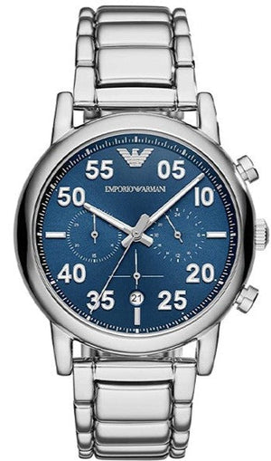 Emporio Armani Luigi Chronograph Blue Dial Silver Steel Strap Watch For Men - AR11132 Authentic Buy Shop Now