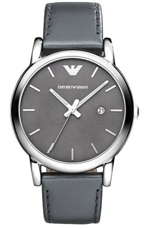 Emporio Armani Classic Quartz Grey Dial Grey Leather Strap Watch For Men - AR1730 Authentic Buy Shop Now