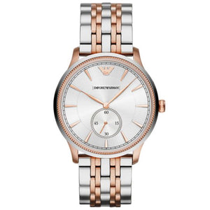 Emporio Armani Classic Silver Dial Two Tone Steel Strap Watch For Men - AR1839 Authentic Buy Shop Now