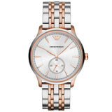 Emporio Armani Classic Silver Dial Two Tone Steel Strap Watch For Men - AR1839 Authentic Buy Shop Now