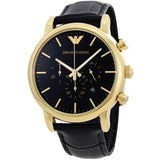 Emporio Armani Luigi Chronograph Black Dial Black Leather Watch For Men - AR1917 Authentic Buy Shop Now
