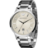 Emporio Armani Classic Quartz White Dial Silver Steel Strap Watch For Men - AR2430 Authentic Buy Shop Now