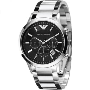 Emporio Armani Classic Chronograph Black Dial Silver Steel Strap Watch For Men - AR2434 Authentic Buy Shop Now