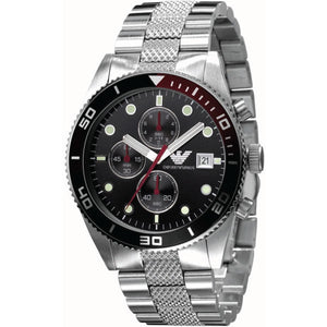 Emporio Armani Chronograph Black Dial Silver Stainless Steel Watch For Men - AR5855 Authentic Buy Shop Now