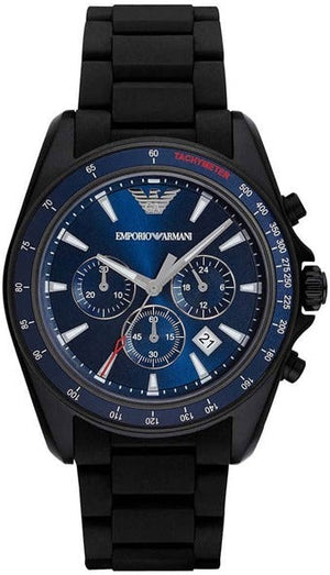 Emporio Armani Sigma Chronograph Blue Dial Black Silicone Strap Watch For Men - AR6121 Authentic Buy Shop Now