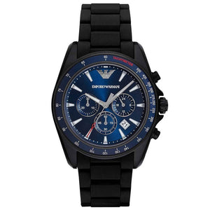 Emporio Armani Sigma Chronograph Blue Dial Black Silicone Strap Watch For Men - AR6121 Authentic Buy Shop Now