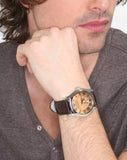 Emporio Armani Classic Quartz Beige Dial Brown Leather Strap Watch For Men - AR0646 Authentic Buy Shop Now