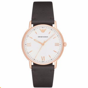 Emporio Armani Dress Quartz White Dial Brown Leather Strap Watch For Men - AR11011 Authentic Buy Shop Now