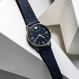 Emporio Armani Kappa Quartz Blue Dial Blue Leather Strap Watch For Women - AR11012 Authentic Buy Shop Now