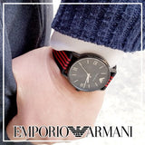 Emporio Armani Kappa Black Dial Two Tone NATO Strap Watch For Men - AR11015 Authentic Buy Shop Now