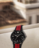 Emporio Armani Kappa Black Dial Two Tone NATO Strap Watch For Men - AR11015 Authentic Buy Shop Now