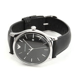 Emporio Armani Lambda Classic Quartz Black Dial Black Leather Strap Watch For Men - AR11020 Authentic Buy Shop Now