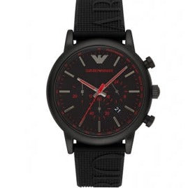 Emporio Armani Luigi Chronograph Black Dial Black Rubber Strap Watch For Men - AR11024 Authentic Buy Shop Now