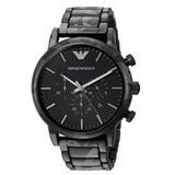 Emporio Armani Luigi Chronograph Black Dial Black Steep Strap Watch For Men - AR11045 Authentic Buy Shop Now