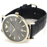 Emporio Armani Renato Quartz Grey Dial Black Leather Strap Watch For Men - AR11049 Authentic Buy Shop Now
