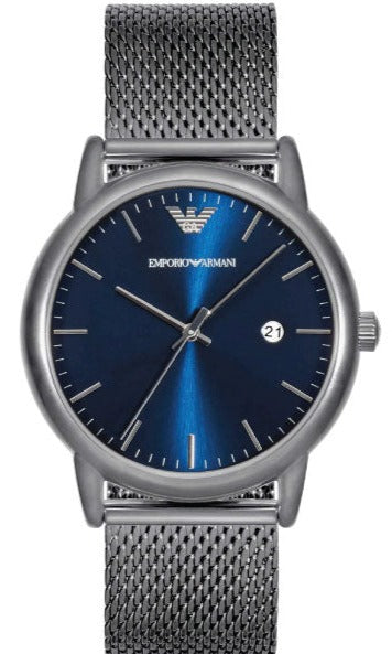 Emporio Armani Luigi Quartz Blue Dial Grey Mesh Bracelet Watch For Men - AR11053 Authentic Buy Shop Now