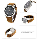 Emporio Armani Luigi Quartz Gray Dial Brown Leather Strap Watch For Men - AR11070 Authentic Buy Shop Now