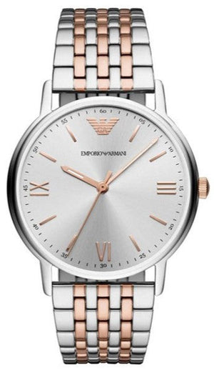 Emporio Armani Kappa Quartz Silver Dial Two Tone Mesh Bracelet Watch For Men - AR11093 Authentic Buy Shop Now