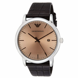 Emporio Armani Luigi Analog Bronze Dial Brown Leather Strap Watch For Men - AR11096 Authentic Buy Shop Now